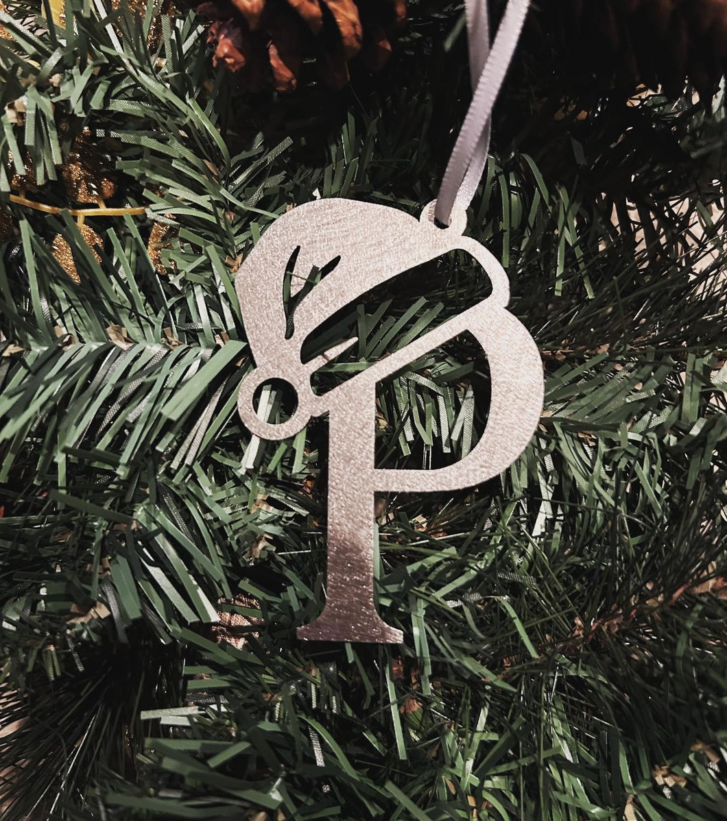 Initial With Santa Hat Ornament