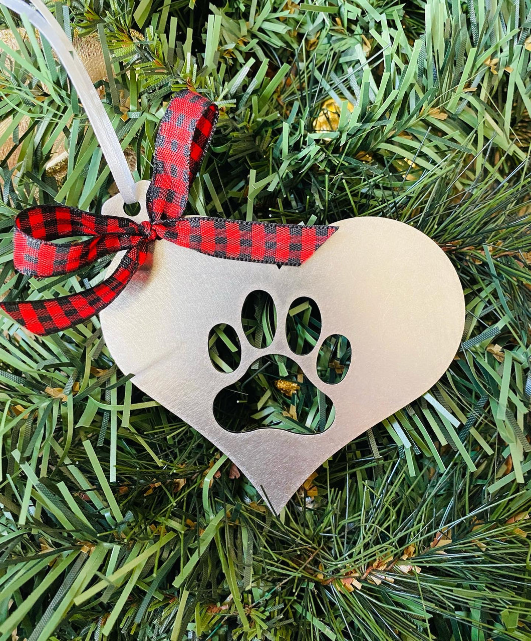 Heart with Paw Print Ornament